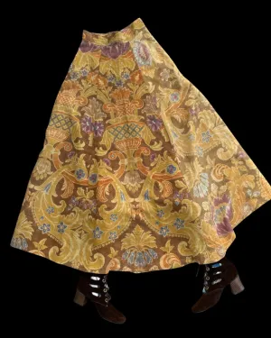 Early 1900s Heavy Linen Handmade Deco Floor Length Skirt