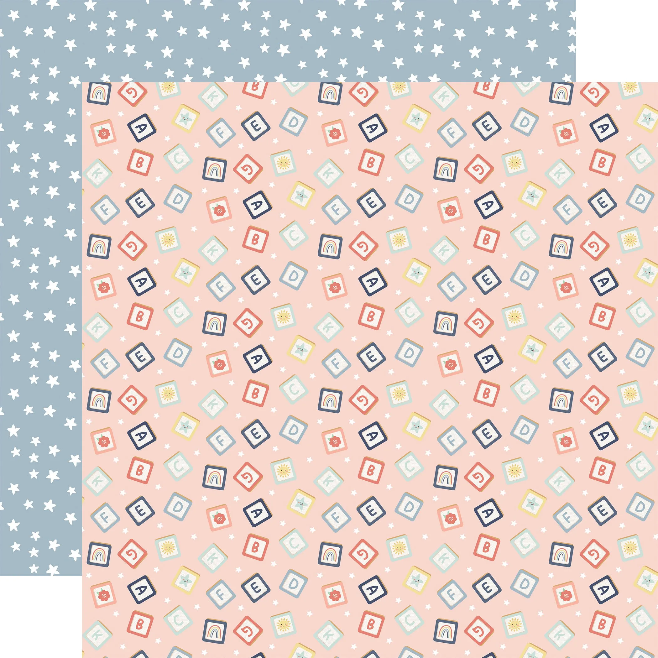 Echo Park - Baby On Board It's a Girl - 12x12 Single Sheet - Cute ABC Blocks