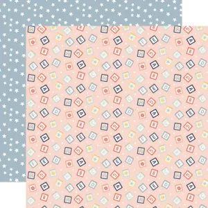 Echo Park - Baby On Board It's a Girl - 12x12 Single Sheet - Cute ABC Blocks