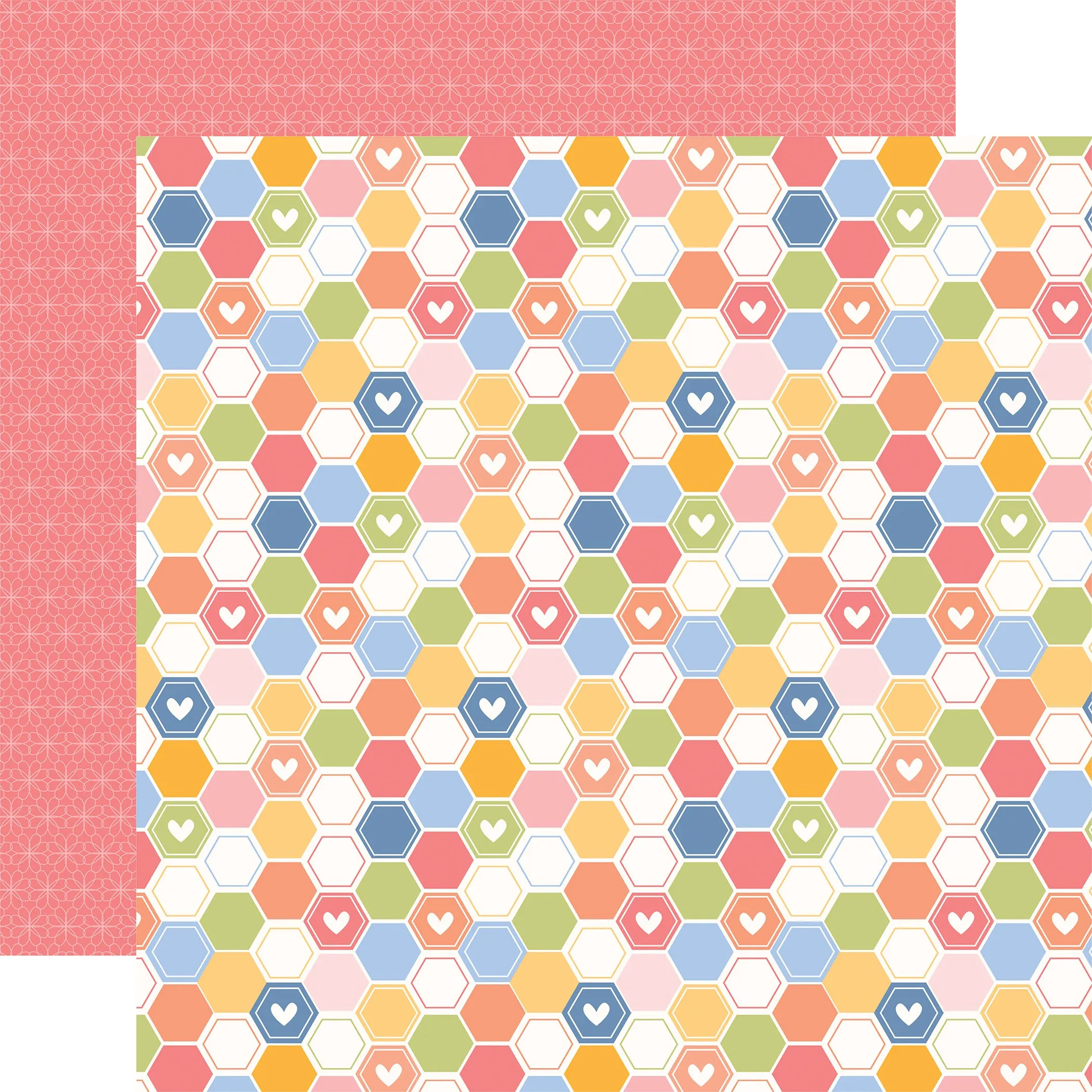 Echo Park - Blossoms and Bees - 12x12 Single Sheet - Bright Hexagons