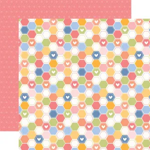 Echo Park - Blossoms and Bees - 12x12 Single Sheet - Bright Hexagons