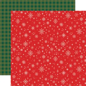 Echo Park - Christmas Joy - 12x12 Single Sheet / Red Snowflakes