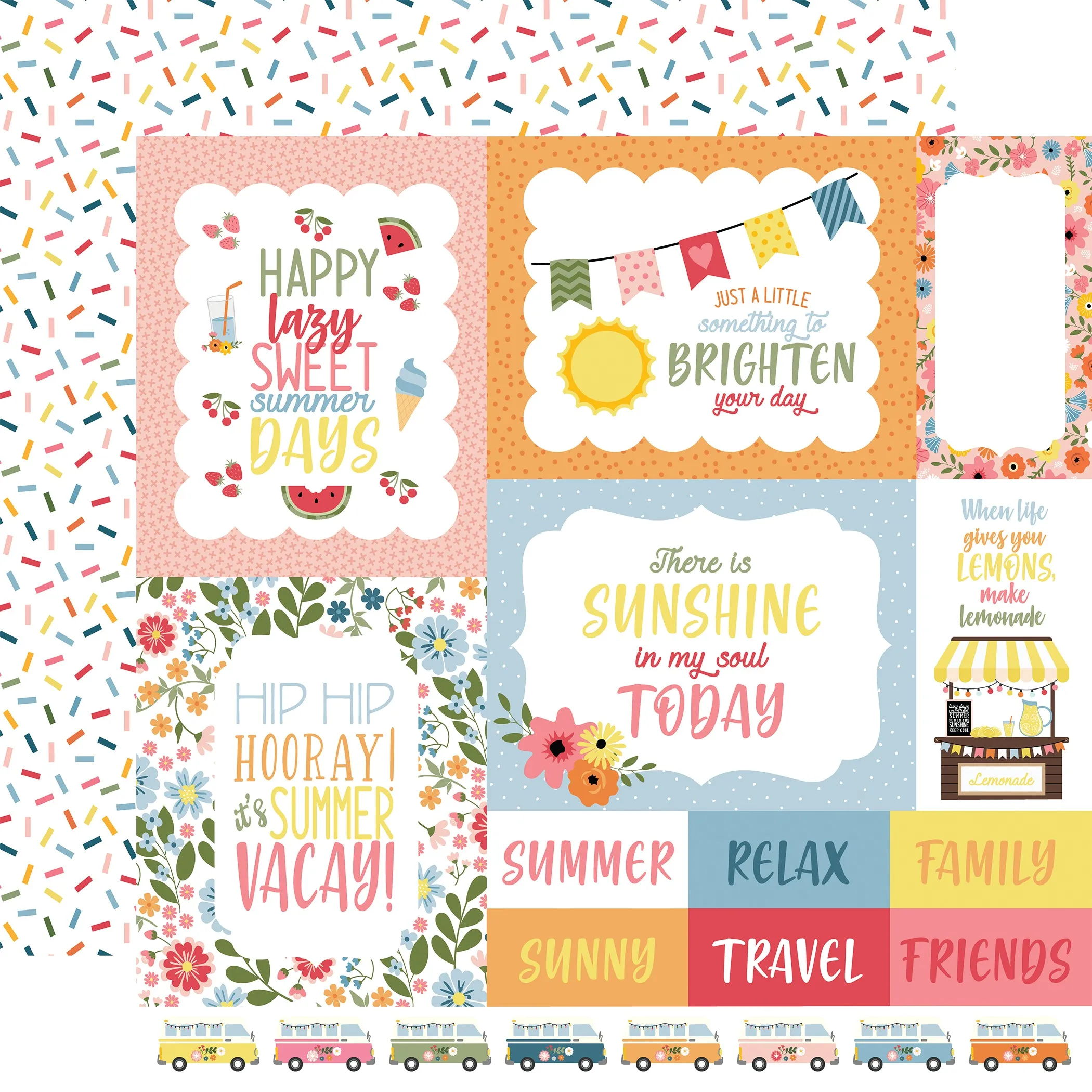 Echo Park - Here Comes The Sun - 12x12 Single Sheet / Multi Journaling Cards
