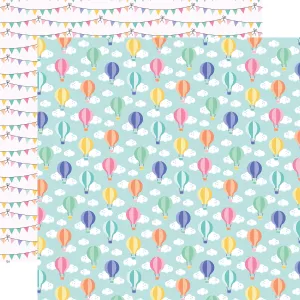 Echo Park - My Little Girl - 12x12 Single Sheet / Hot Air Balloon Sky