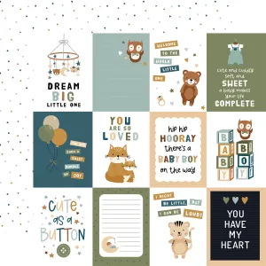 Echo Park - Special Delivery Baby Boy - 12x12 Single Sheet / 3x4 Journaling Cards