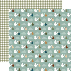 Echo Park - Special Delivery Baby Boy - 12x12 Single Sheet / Welcome Storks