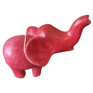 Elephant Figurine with Spotted Texture in Red