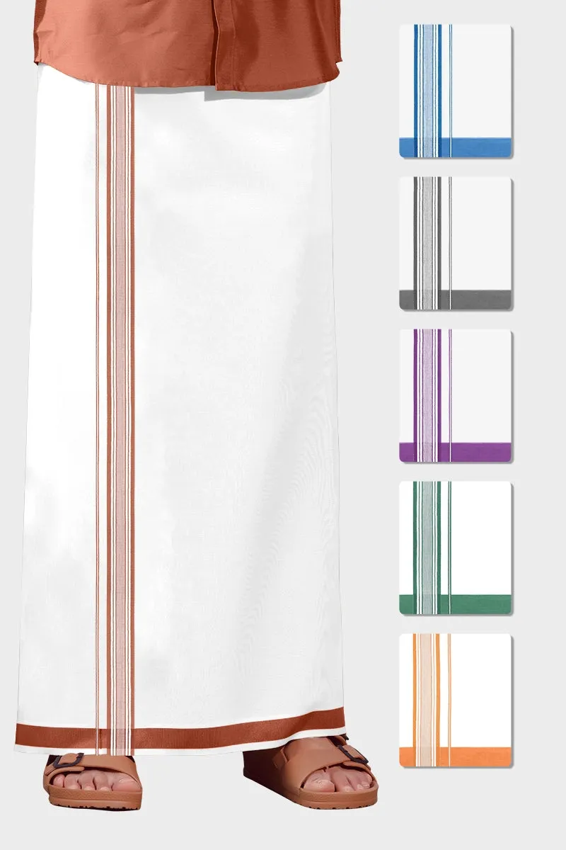 Elite Aabish - Blue Smooth Cotton Double Layered Dhoti With Fancy Borders | Uathayam