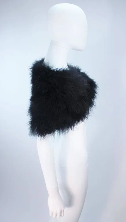 ELIZABETH MASON COUTURE Black Silk Marabou Caplet with Tassels