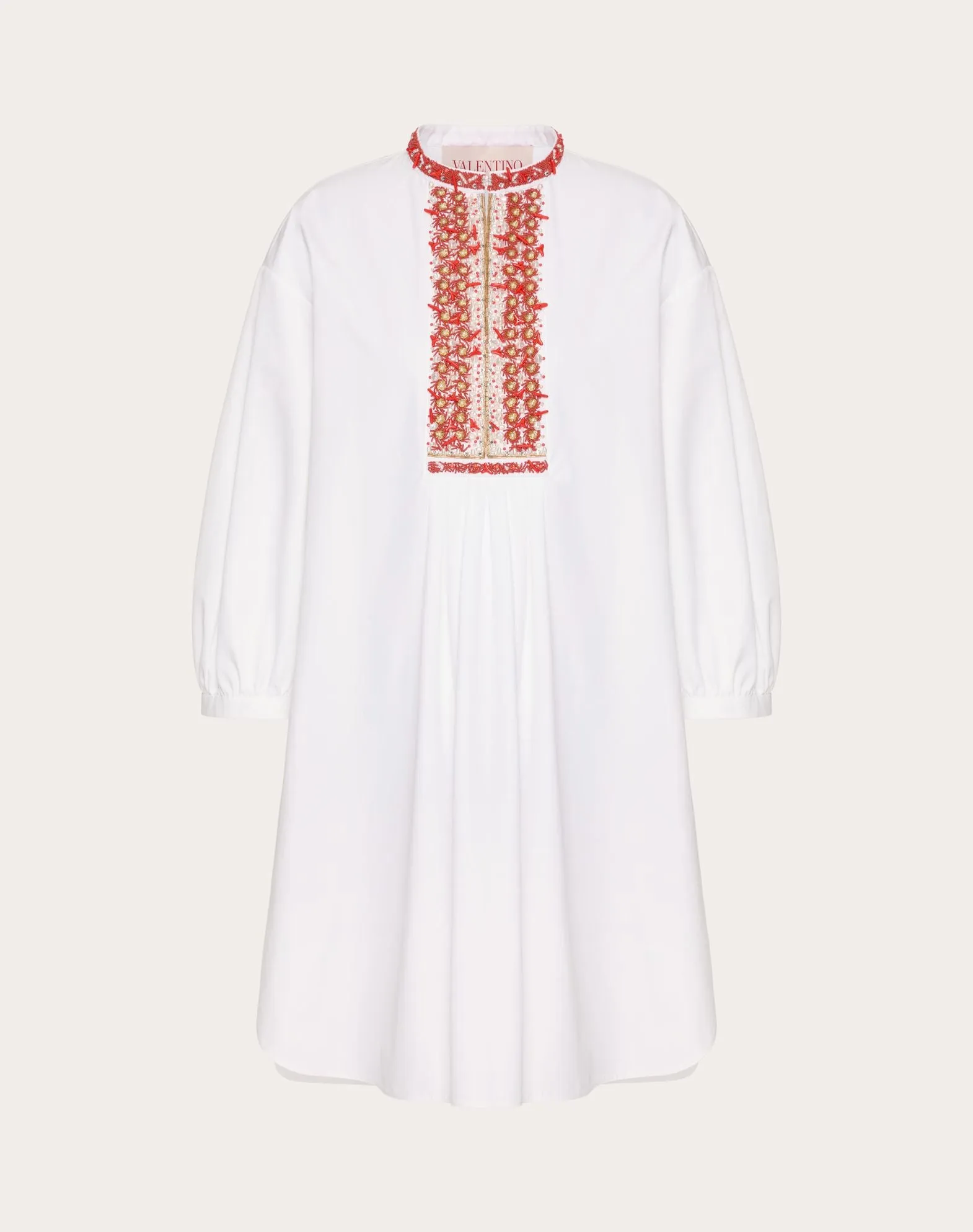 Embroidered Compact Popeline Short Dress