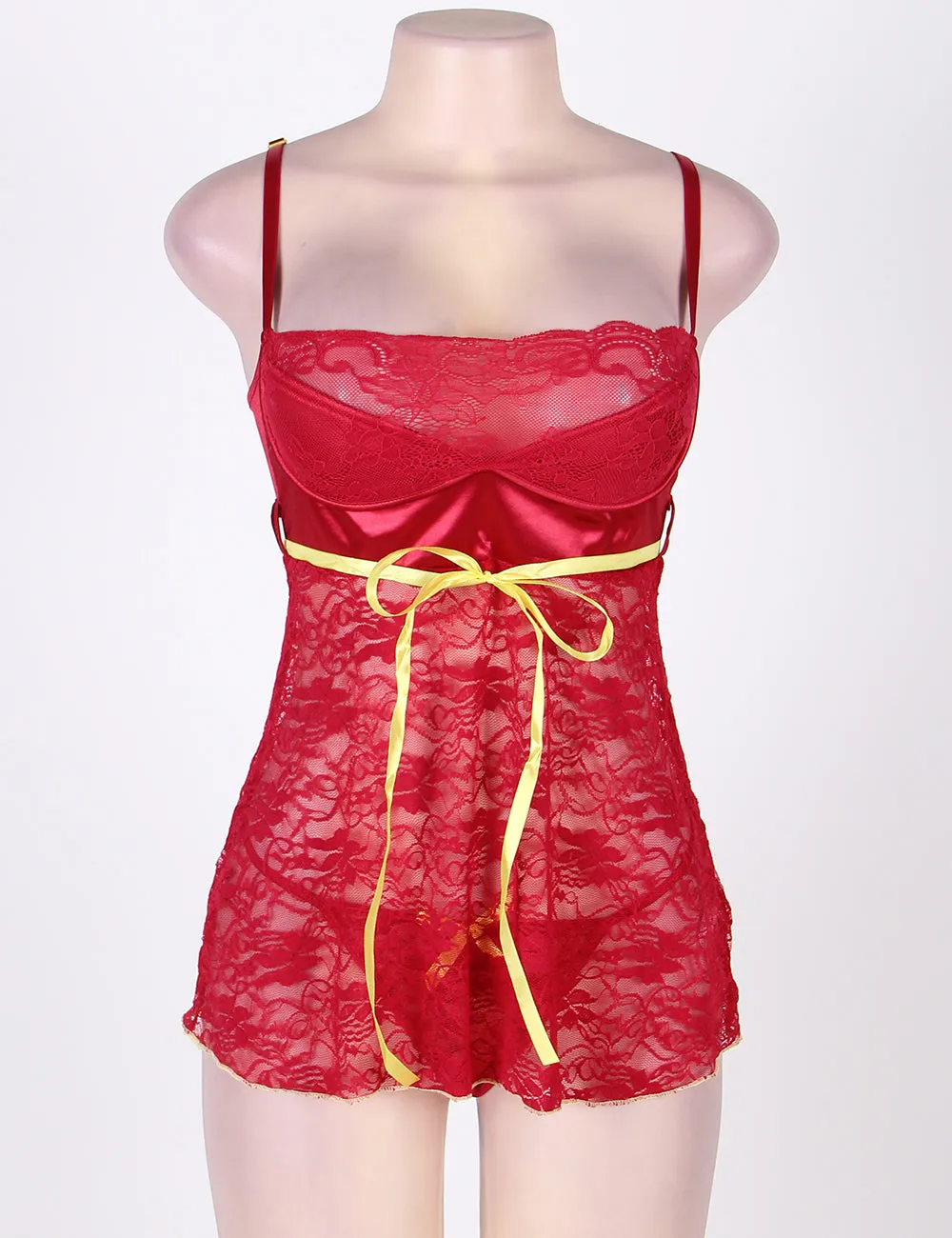 Erotic Dark Red Floral Lace Lingerie Set Egypt
