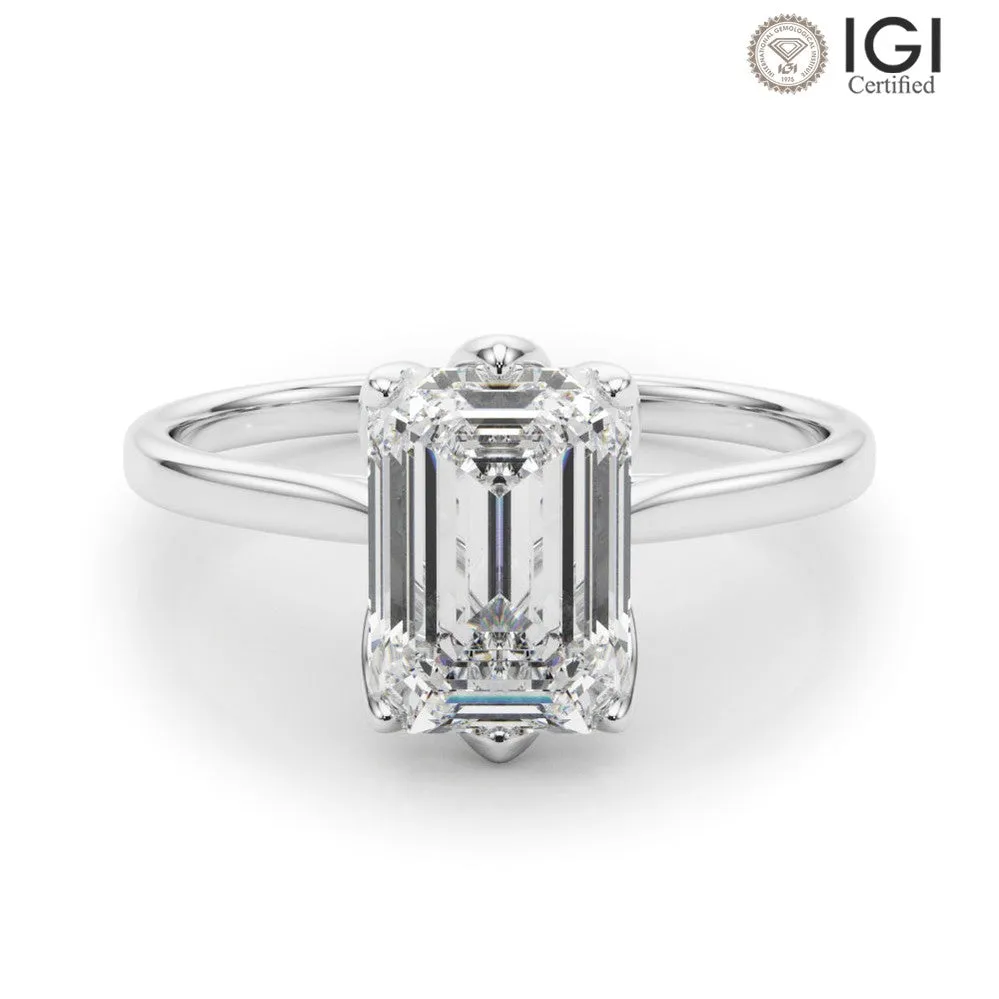 Esme Emerald Lab Grown Diamond Solitaire Engagement Ring IGI Certified