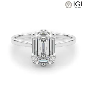 Esme Emerald Lab Grown Diamond Solitaire Engagement Ring IGI Certified