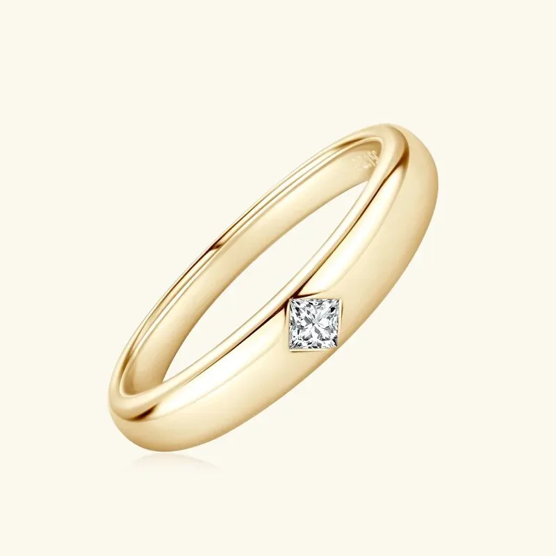 Exquisite 0.15 Ct Princess Cut Diamond Unisex Wedding Band
