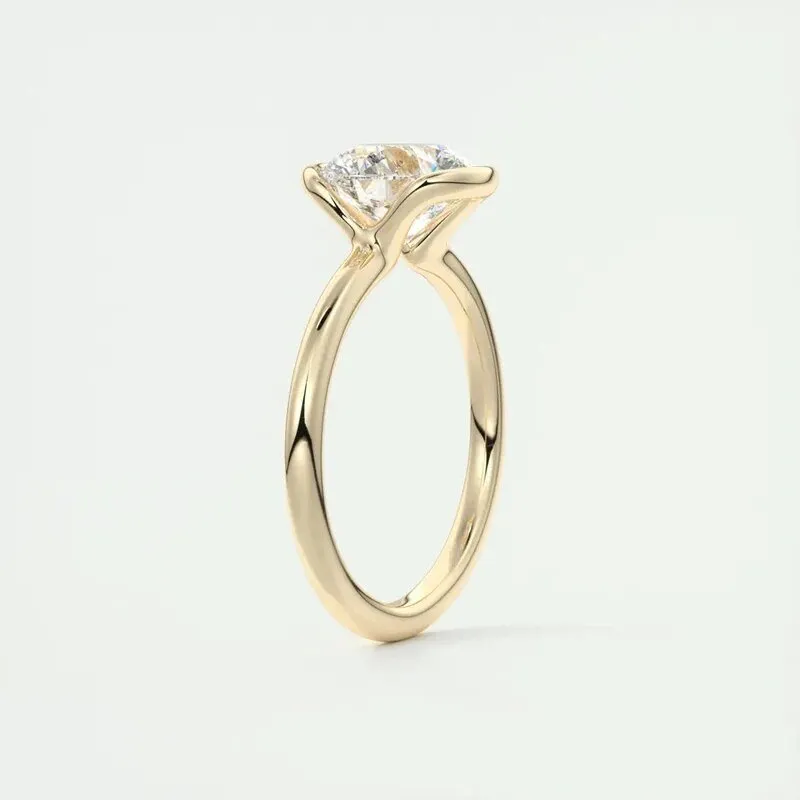Exquisite 1.0 Ct Diamond Half Bezel Solitaire Engagement Ring