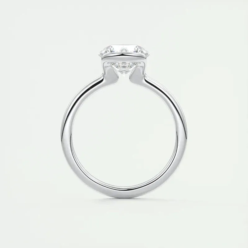 Exquisite 1.0 Ct Diamond Half Bezel Solitaire Engagement Ring