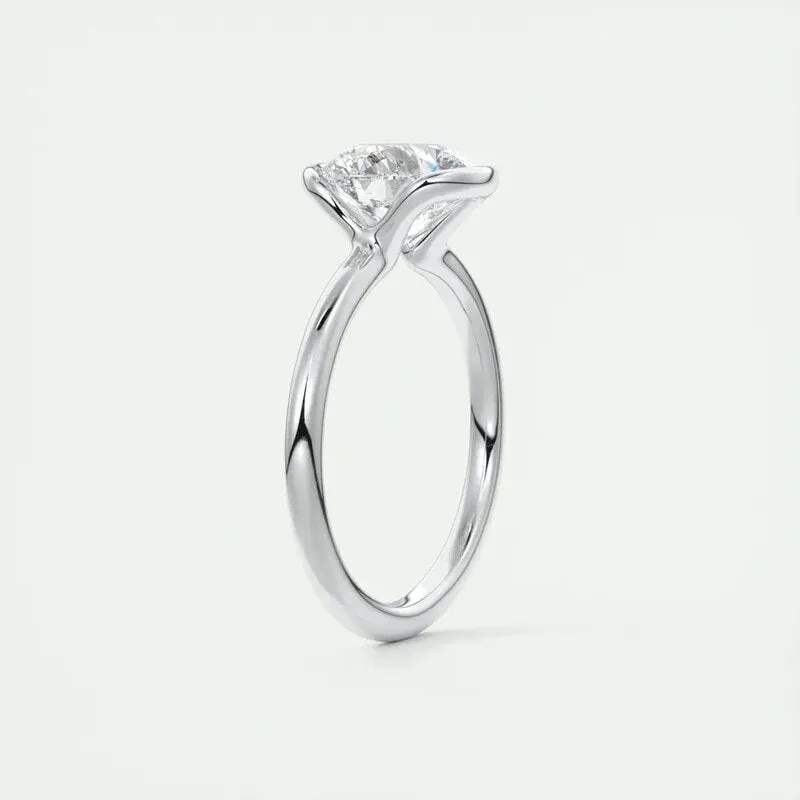 Exquisite 1.0 Ct Diamond Half Bezel Solitaire Engagement Ring