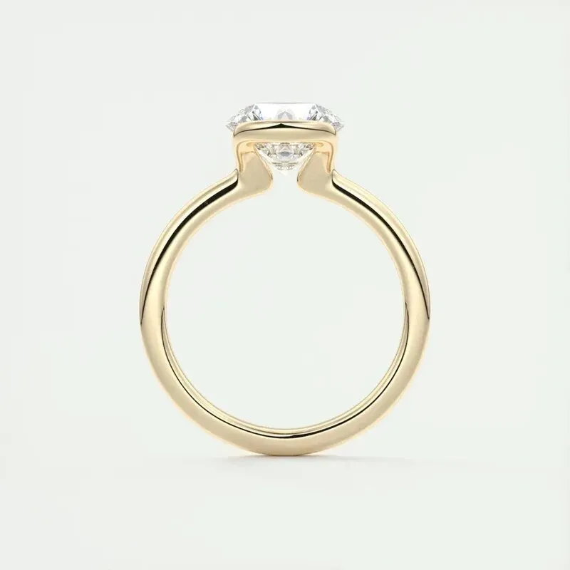 Exquisite 1.0 Ct Diamond Half Bezel Solitaire Engagement Ring