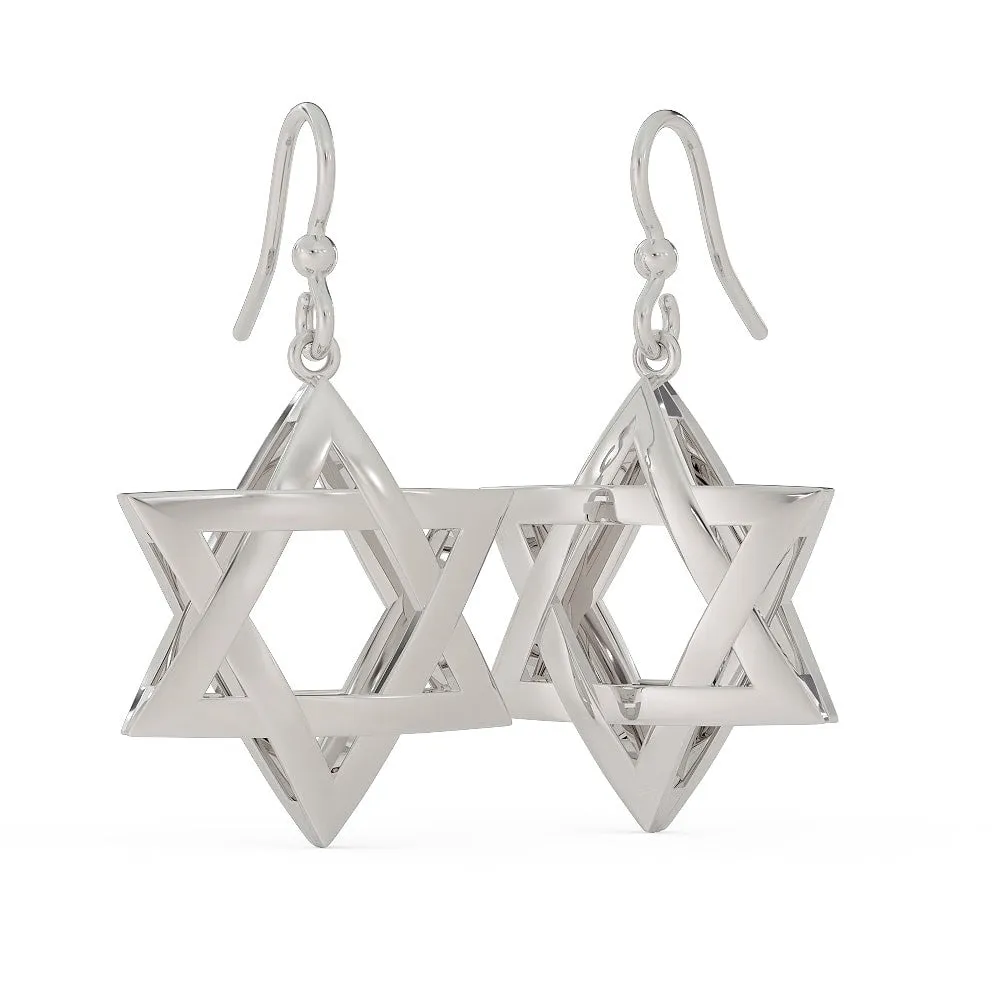 Exquisite 3D Star of David Earring