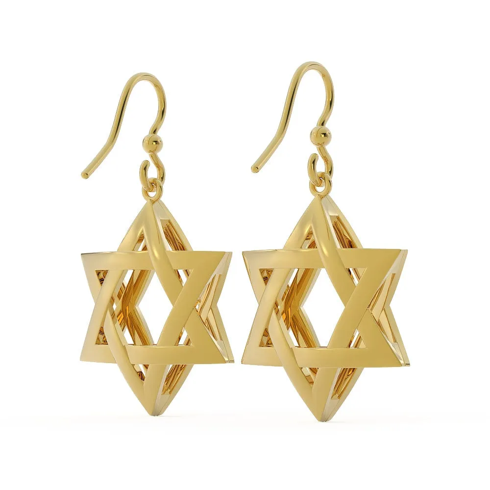 Exquisite 3D Star of David Earring