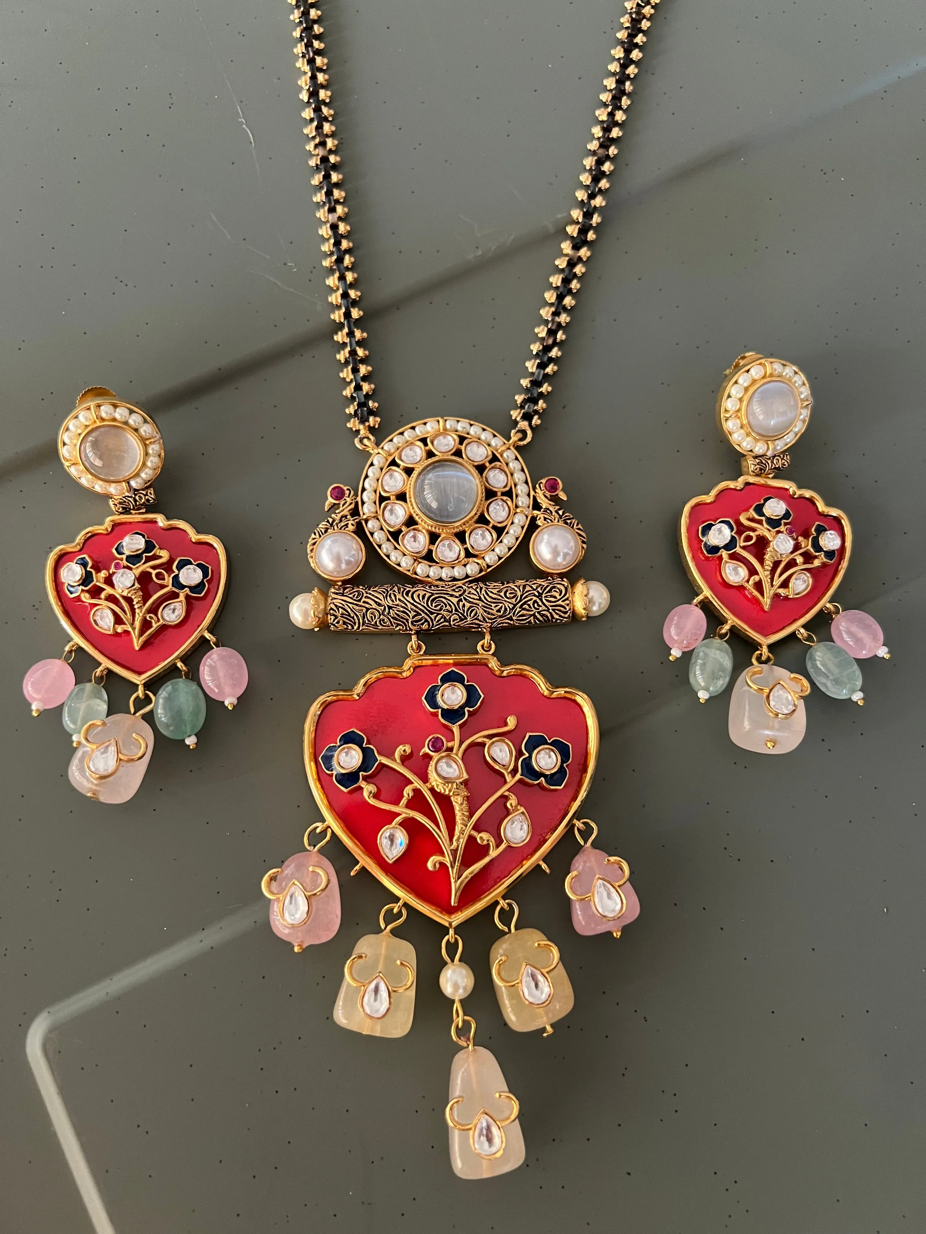 Exquisite Amrapali Fusion Pendant Necklace Set- Elevate Your Elegance