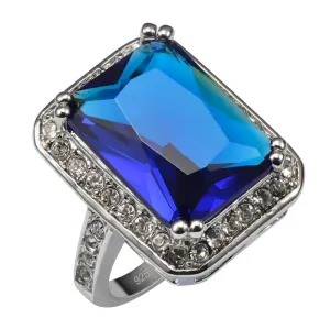 Exquisite Blue Crystal Stone 925 Sterling Silver Ring for Women