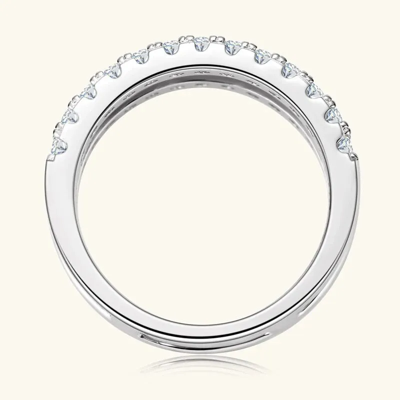 Exquisite Double Layer Round Cut Diamond Wedding Band Enhancer