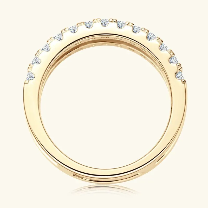 Exquisite Double Layer Round Cut Diamond Wedding Band Enhancer