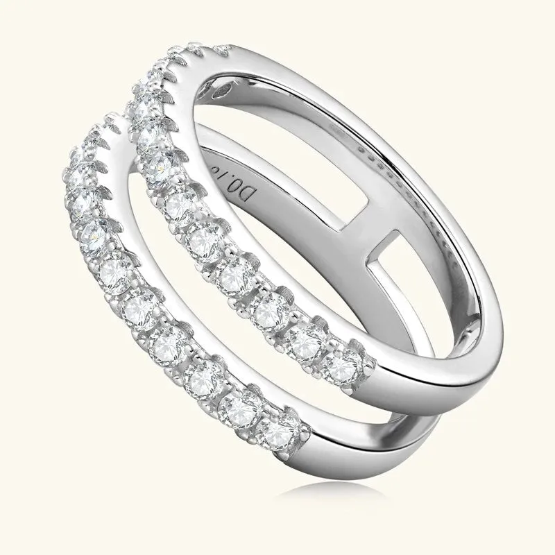 Exquisite Double Layer Round Cut Diamond Wedding Band Enhancer