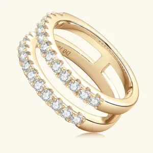 Exquisite Double Layer Round Cut Diamond Wedding Band Enhancer