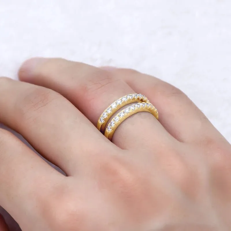 Exquisite Double Layer Round Cut Diamond Wedding Band Enhancer