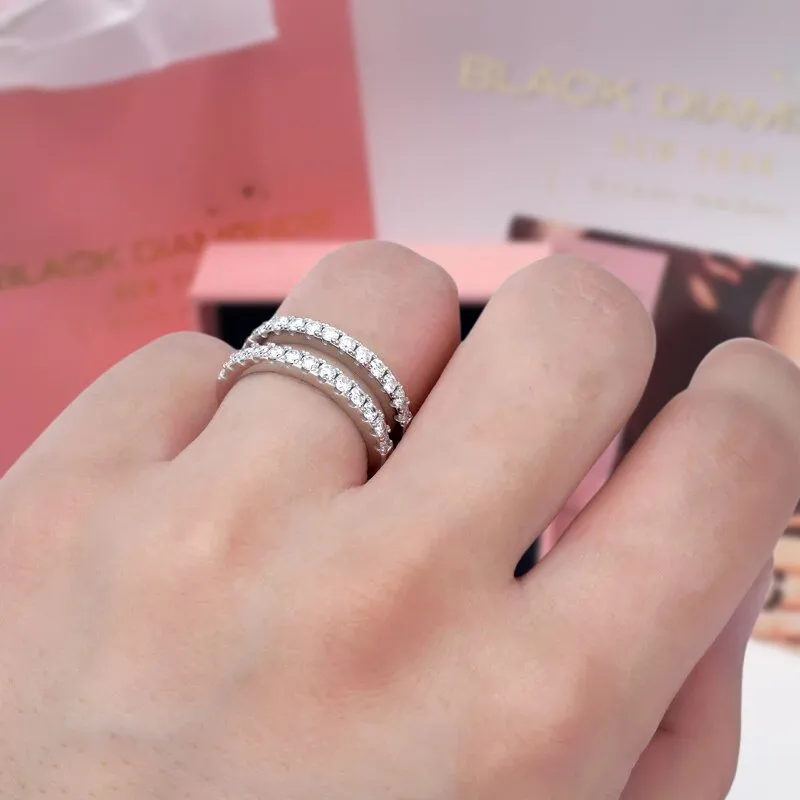 Exquisite Double Layer Round Cut Diamond Wedding Band Enhancer