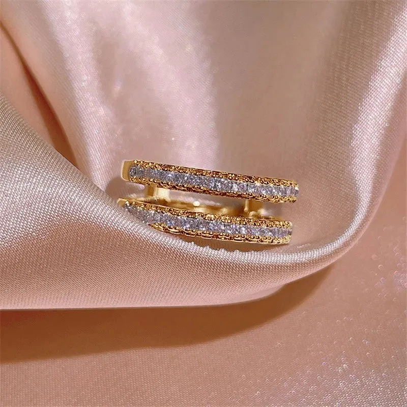 Exquisite Double Layer Round Cut Diamond Wedding Band Enhancer