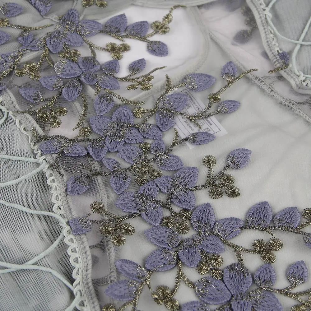 Exquisite Embroidery Mesh Bodysuit With Underwire