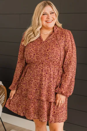 Exquisite Evenings Floral Dress- Dark Peach