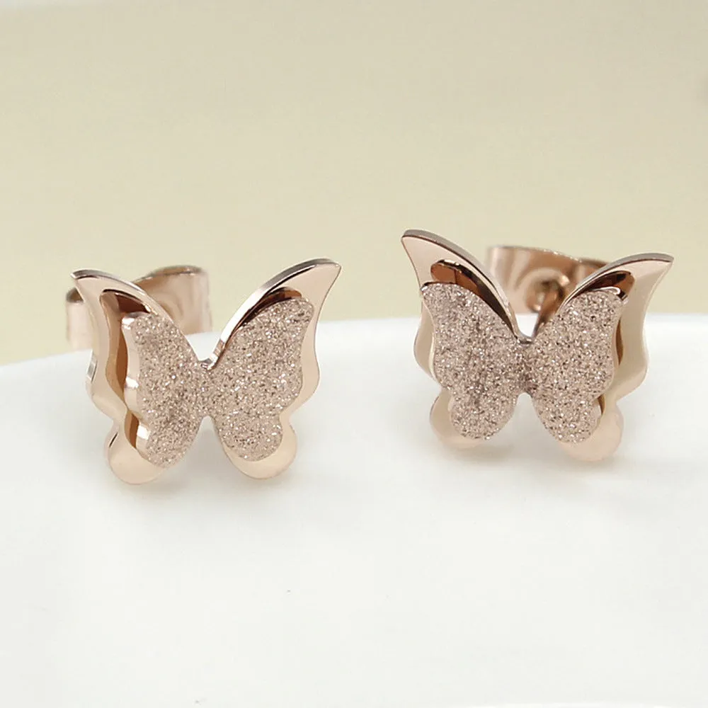 Exquisite Fashion Rose Gold-plated Matte Ladies Earrings