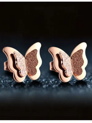 Exquisite Fashion Rose Gold-plated Matte Ladies Earrings