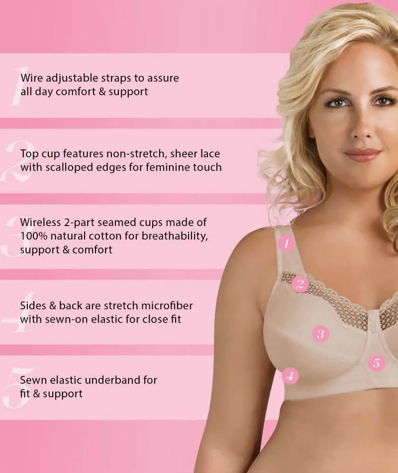 Exquisite Form Fully Cotton Soft Cup Wire-Free Bra With Lace - Damask Neutral