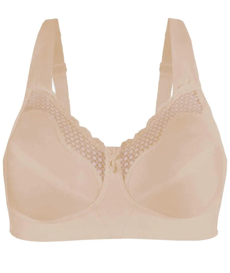 Exquisite Form Fully Cotton Soft Cup Wire-Free Bra With Lace - Damask Neutral