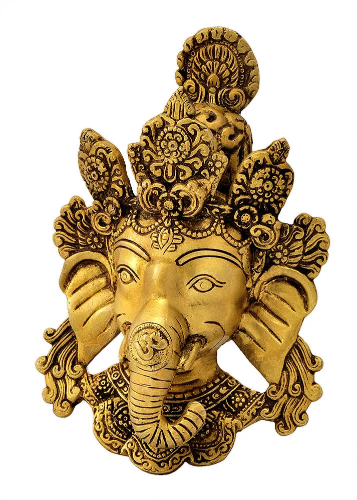 Exquisite Ganesha Wall Hanging Mask in Brass