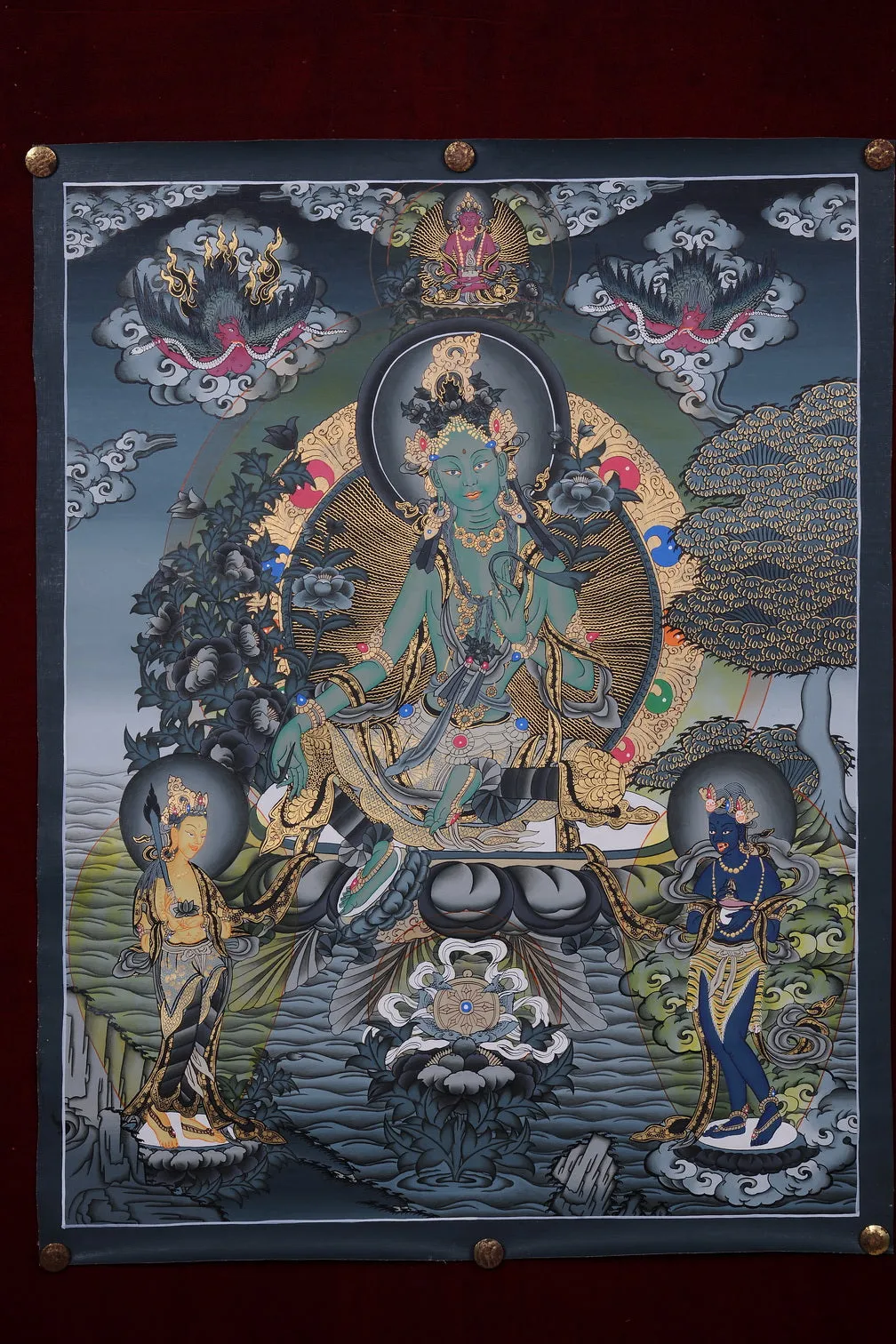 Exquisite Green Tara Thangka Art