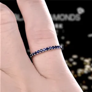 Exquisite Half Eternity Blue Sapphire Wedding Band
