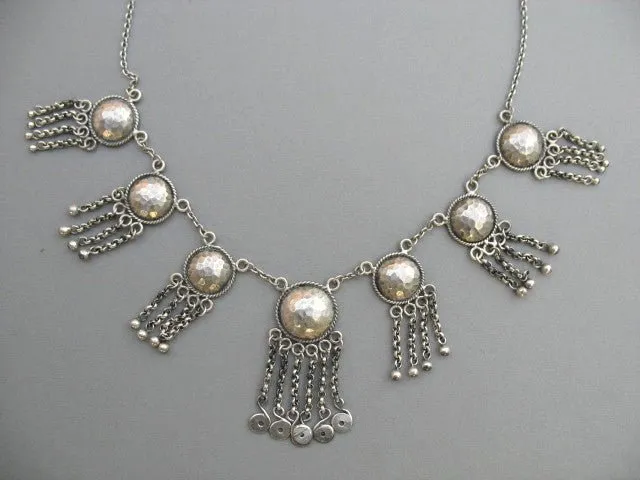 Exquisite, hammered disc and fringe Kashmiri necklace