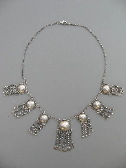 Exquisite, hammered disc and fringe Kashmiri necklace