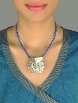 Exquisite, Kutch-inspired, round sunburst jali pendant with hammer finish