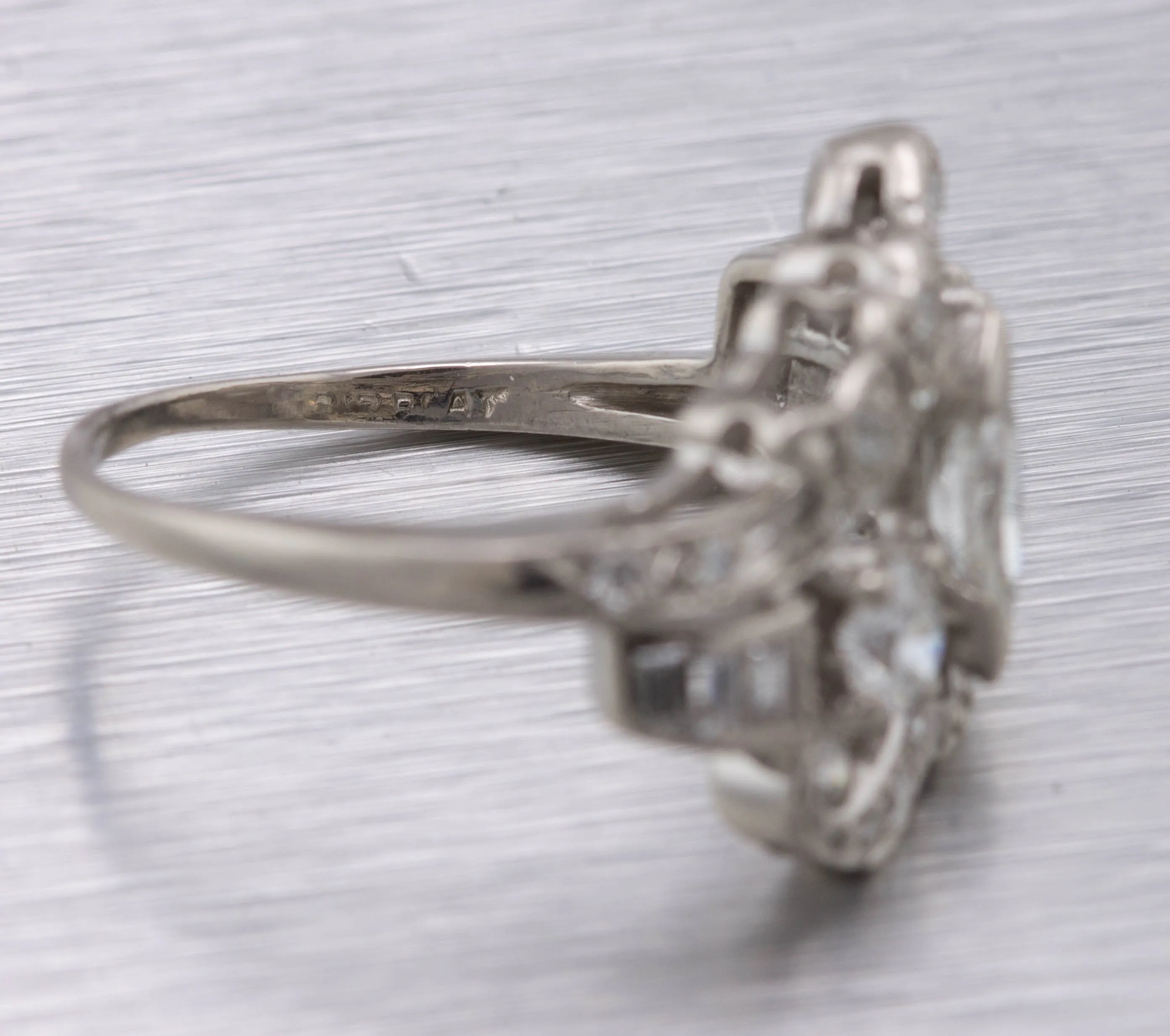 Exquisite Ladies Estate Platinum 1.45ctw Marquise Diamond Cluster Cocktail Ring
