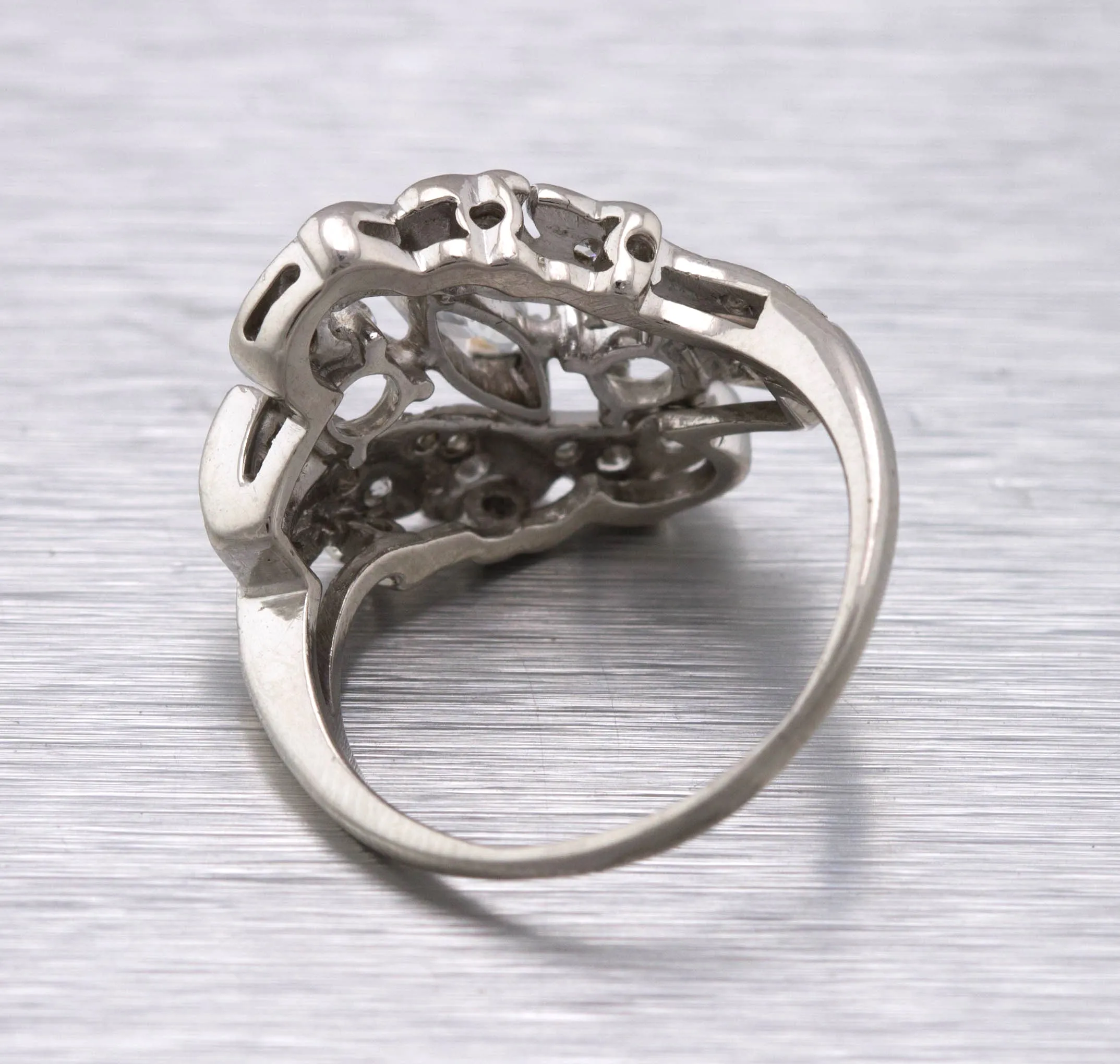 Exquisite Ladies Estate Platinum 1.45ctw Marquise Diamond Cluster Cocktail Ring
