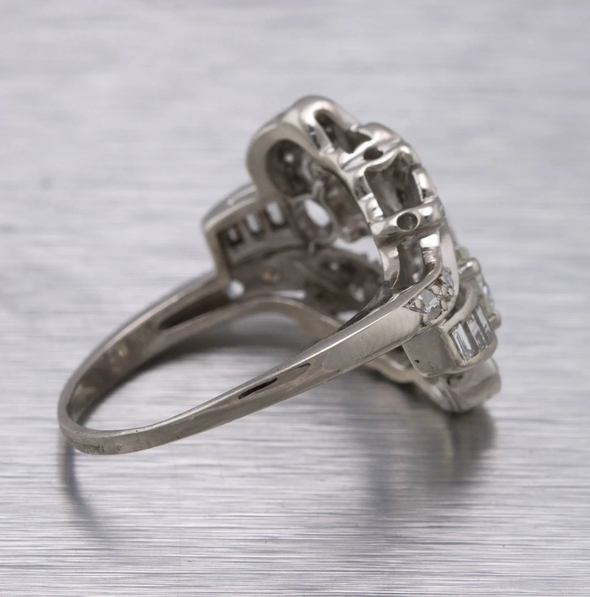 Exquisite Ladies Estate Platinum 1.45ctw Marquise Diamond Cluster Cocktail Ring