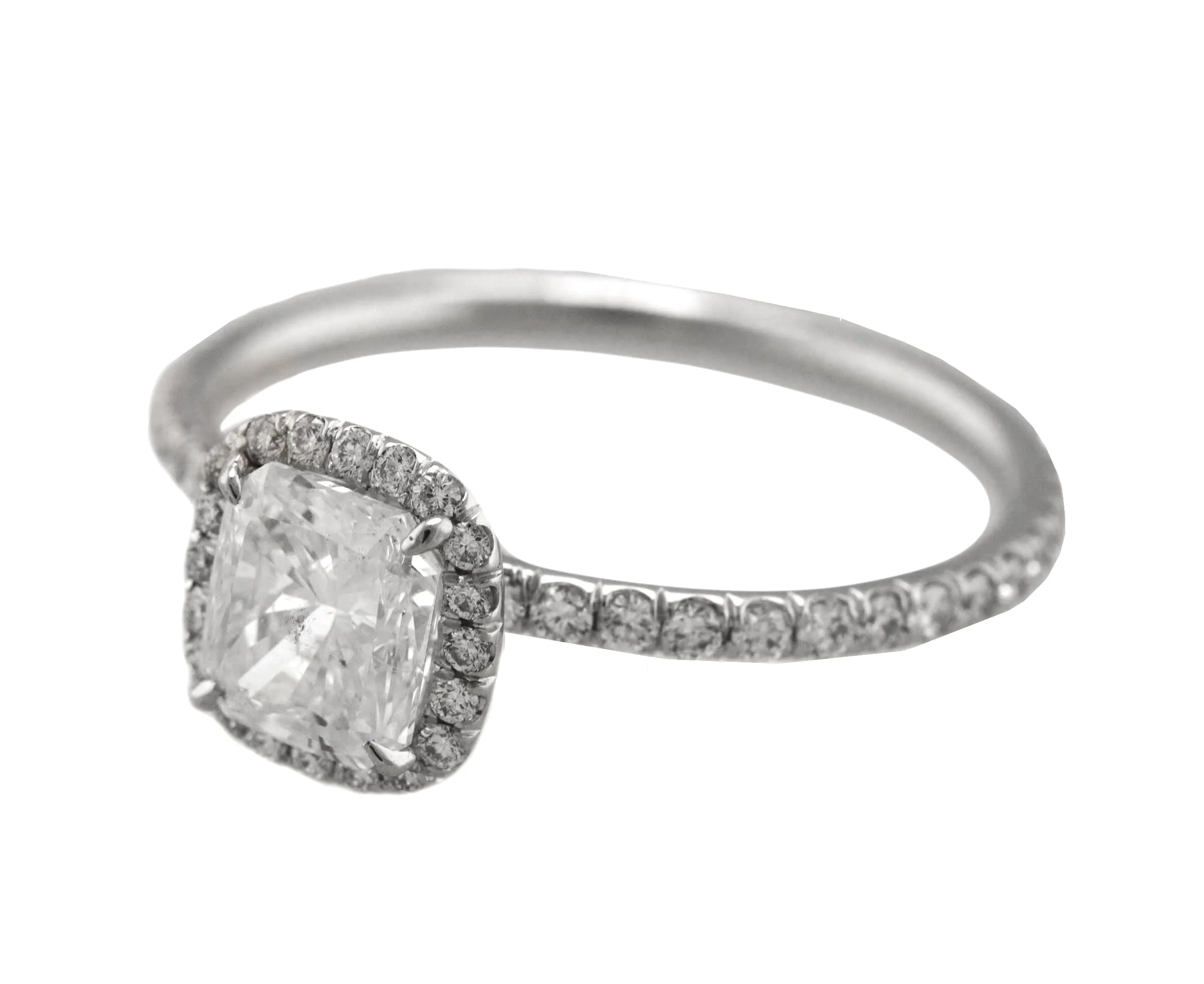 Exquisite Ladies Estate Platinum 950 0.80 CT Radiant Cut Diamond Engagement Ring