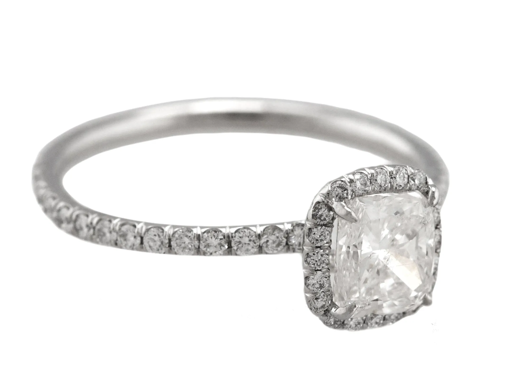 Exquisite Ladies Estate Platinum 950 0.80 CT Radiant Cut Diamond Engagement Ring